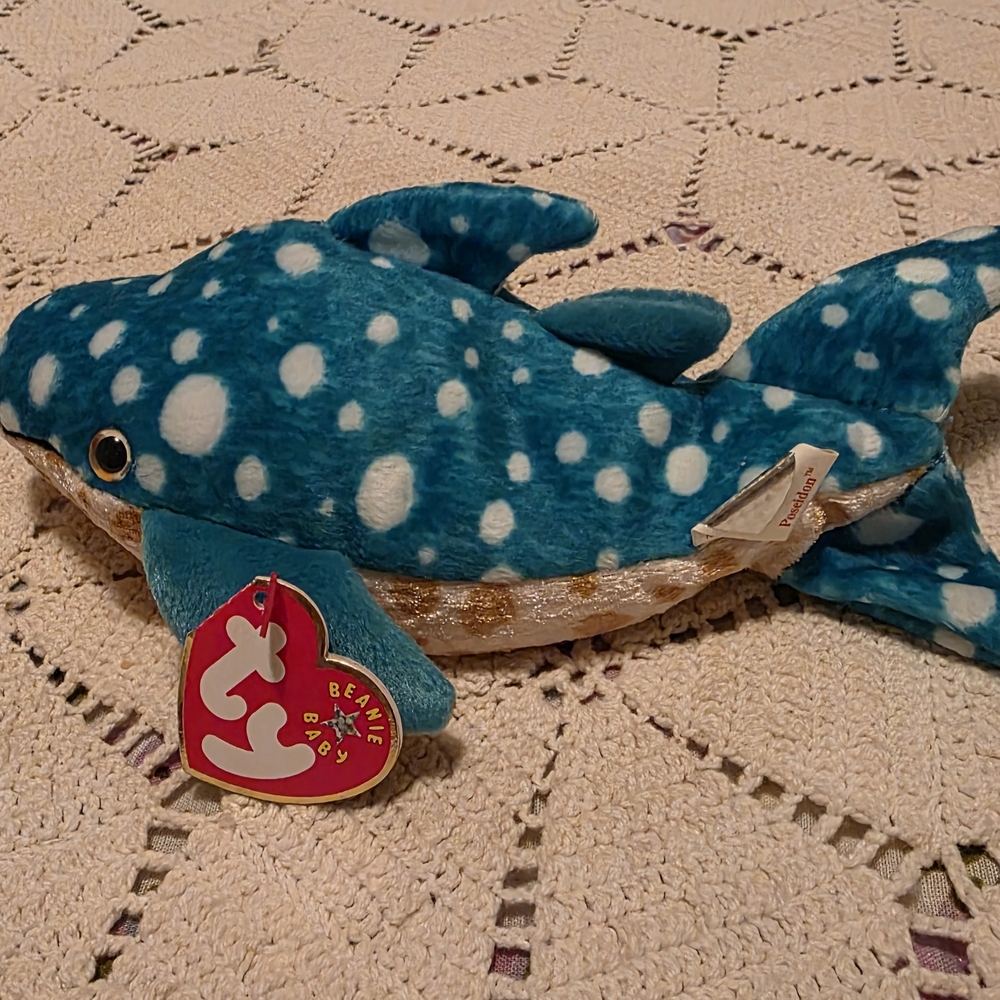 Ty Teal and White Whale Shark Plush